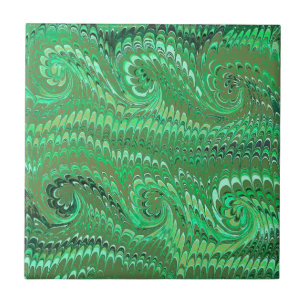 Azulejo De Cerâmica Abstrato moderno Avocado Verde Marmoreado