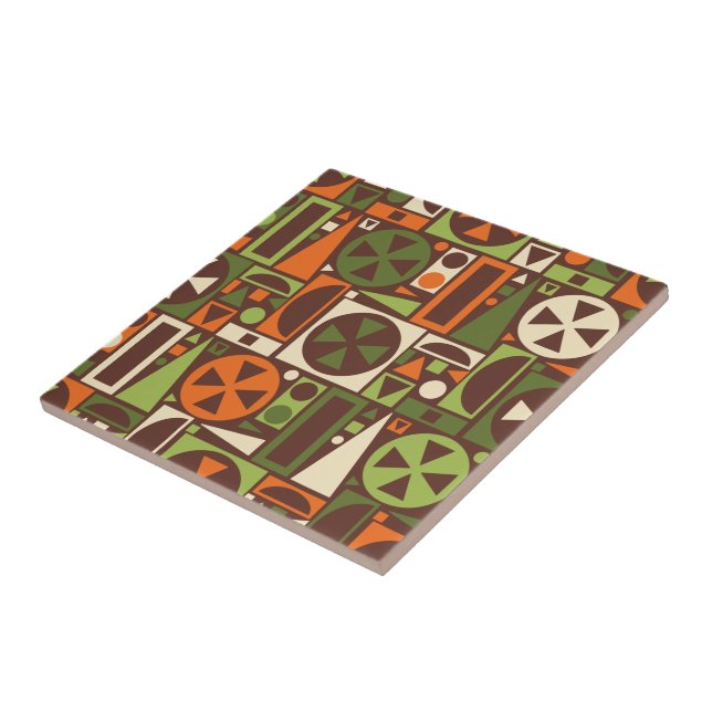 Azulejo De Cerâmica Abstrato moderno do meio século retro geométrico (Lateral)