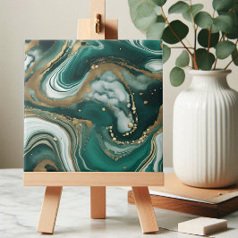 Azulejo De Cerâmica Abstrato moderno Emerald Green e Dourado Marble