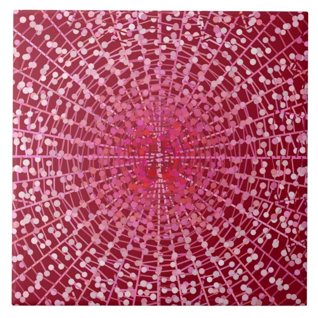 Azulejo De Cerâmica Abstrato moderno Starburst, Borgonha e Rosa (Frente)