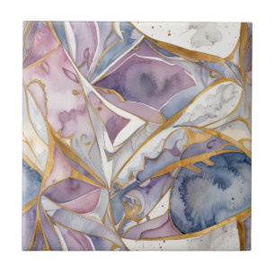 Azulejo De Cerâmica Abstrato Mosaico Azul e Violeta