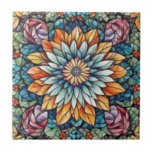 Azulejo De Cerâmica Abstrato Mosaico Flor Caleidoscópio