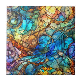 Azulejo De Cerâmica Abstrato Multicolorido 77 estilo Vidro Colorido