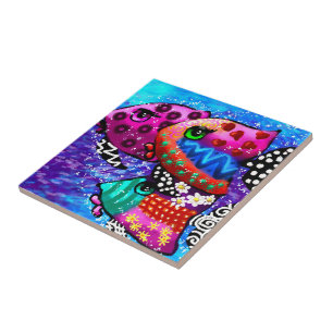 Azulejo De Cerâmica Abstrato Náutico Trio Colorida de Peixes Whimsical