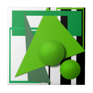Azulejo De Cerâmica Abstrato neon verde formas geométricas esfera cir