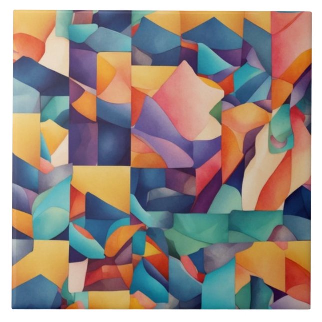 Azulejo De Cerâmica Abstrato Padrões inspirados por elementos (Frente)