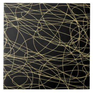 Azulejo De Cerâmica Abstrato preto Dourado
