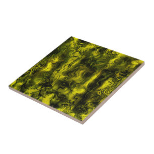 Azulejo De Cerâmica Abstrato preto e amarelo com energia nervosa