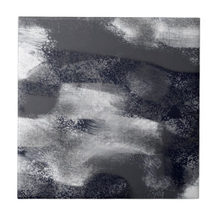 Azulejo De Cerâmica Abstrato preto e branco contemporâneo