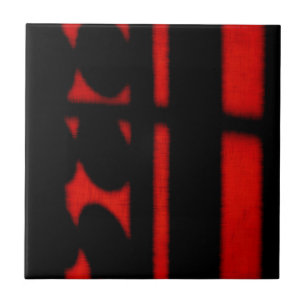 Azulejo De Cerâmica Abstrato preto e vermelho