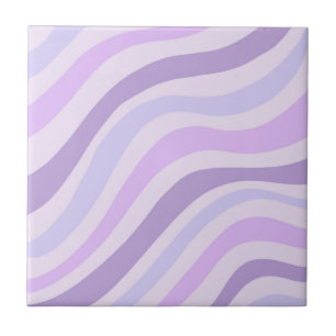 Azulejo De Cerâmica Abstrato Purple Blue Wavy Stripe Moderna