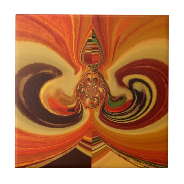 Azulejo De Cerâmica Abstrato, rodopia com o Teardrop Center Art Impres (Frente)