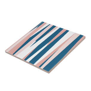Azulejo De Cerâmica Abstrato rosa azul e branco