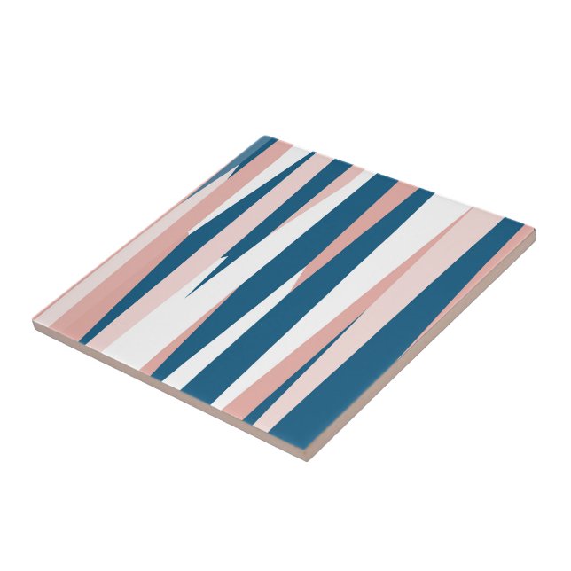 Azulejo De Cerâmica Abstrato rosa azul e branco (Lateral)