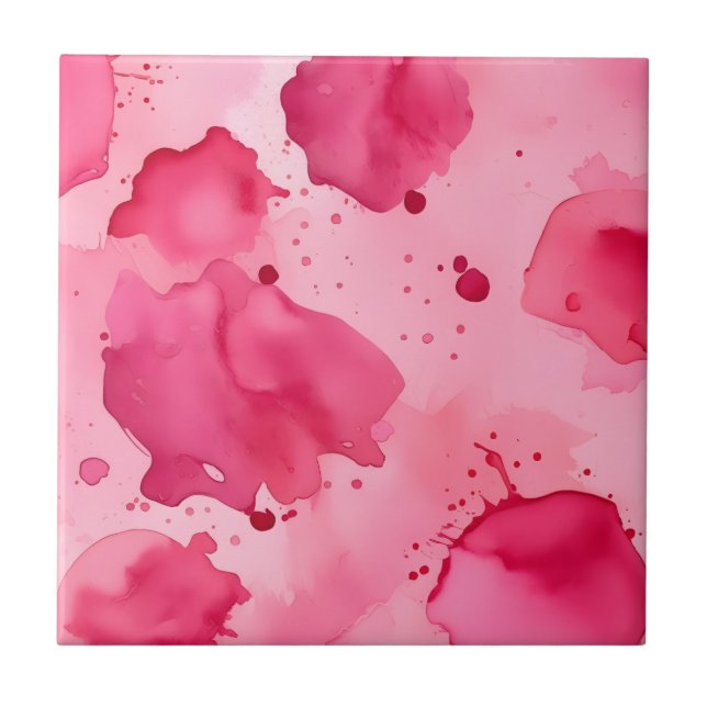 Azulejo De Cerâmica Abstrato Rosa sobre Rosa  (Frente)