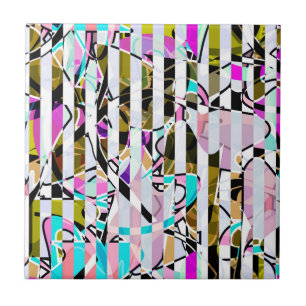 Azulejo De Cerâmica Abstrato stripes de padrão listradas beige turque