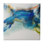 Azulejo De Cerâmica Abstrato Terrain - Azul<br><div class="desc">Abstrato Terrain II de Sisa Jasper. Forma não identificável feita de azuis profundos,  verdes e cores de sotaque.</div>