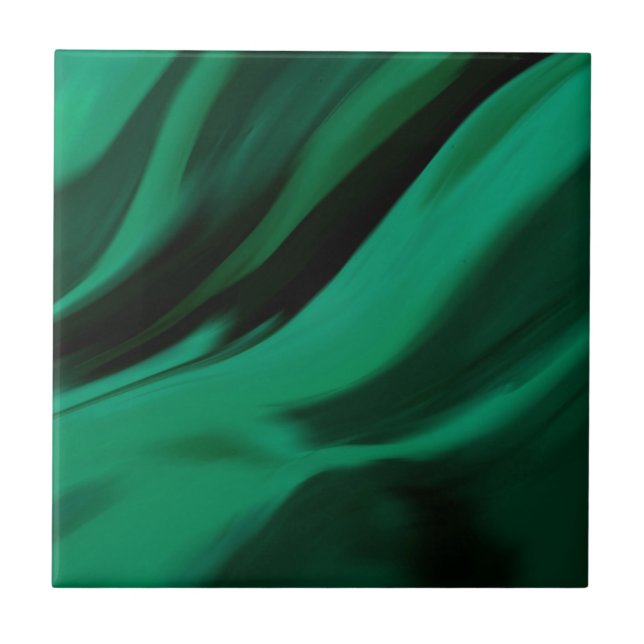 Azulejo De Cerâmica Abstrato Verde Escuro Emerald (Frente)
