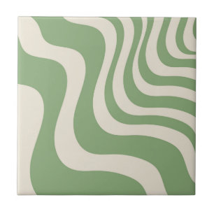 Azulejo De Cerâmica Abstrato Verde Faixa de Cinzas Moderna Primavera d
