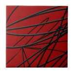 Azulejo De Cerâmica Abstrato Vermelho Moderno<br><div class="desc">O azulejo cerâmico na moda moderno de abstrato vermelho e preto apresenta design linear orgânico. Perfeito para decoração doméstica no estilo contemporâneo</div>