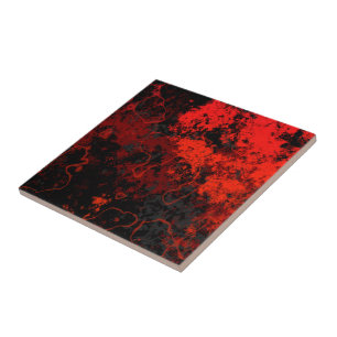 Azulejo De Cerâmica Abstrato vermelho, preto e Cinza