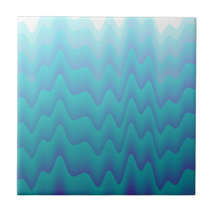 Azulejo De Cerâmica Abstrato Waves Turquoise Blue