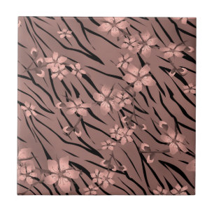Azulejo De Cerâmica Abstrato zebra tigre couro florescente