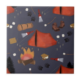 Azulejo De Cerâmica Acampamento ao ar livre Adventure Summer Campfire