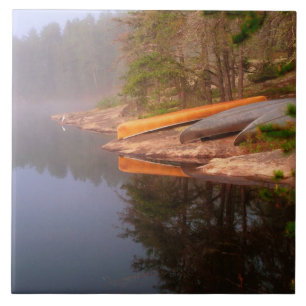 Azulejo De Cerâmica Acampamento Canoe Foggy, Lago Kawnipi,