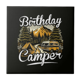 Azulejo De Cerâmica Acampamento de Aniversário