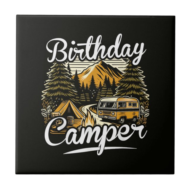 Azulejo De Cerâmica Acampamento de Aniversário (Frente)