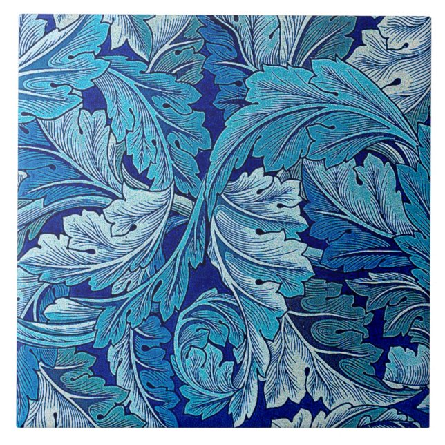 Azulejo De Cerâmica Acanthus Blue, William Morris (Frente)