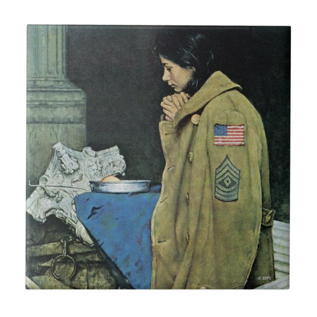 Azulejo De Cerâmica Ação de Graças para Refugiados (Frente)