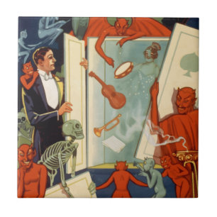 Azulejo De Cerâmica Ação de mágica do mágico vintage Carter o Grande