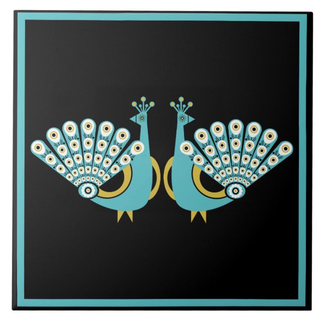 Azulejo De Cerâmica Acessórios da Home Art Peacock (Frente)