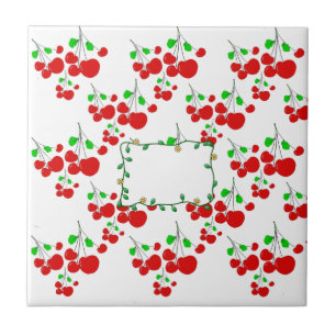 Azulejo De Cerâmica Acessórios personalizáveis do padrão de cereja ver