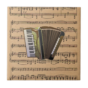 Azulejo De Cerâmica Acordeão com fundo da partitura