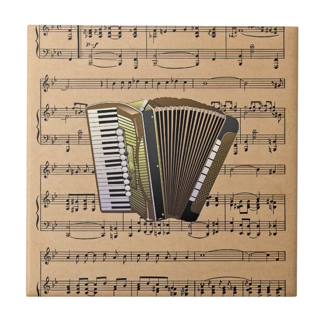 Azulejo De Cerâmica Acordeão com plano de fundo de música (Frente)