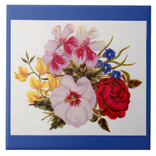 Azulejo De Cerâmica Acordo de flores de buquê do século XVIII