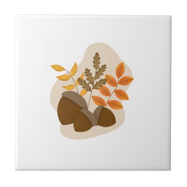 Azulejo De Cerâmica Acorns Autumn Fall (Frente)