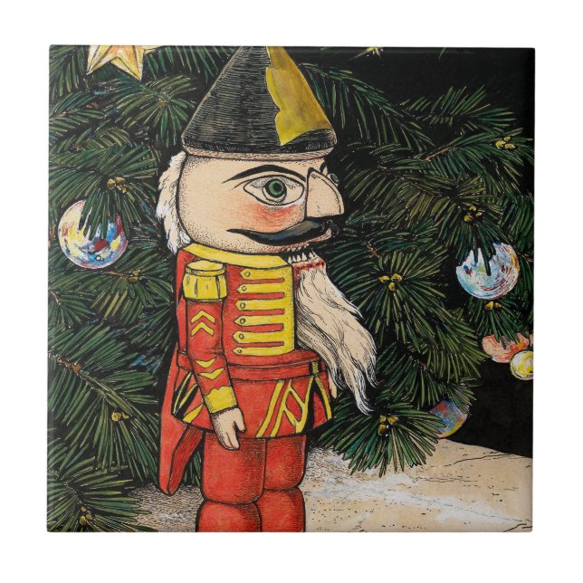 Azulejo De Cerâmica Acrilico Nutcracker sob a Árvore de Natal (Frente)
