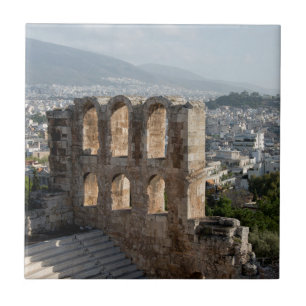 Azulejo De Cerâmica Acrópole Ruínas antigas com vista para Atenas