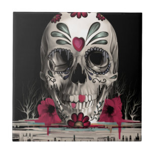 Azulejo De Cerâmica Açúcar puxado, crânio de derretimento do açúc