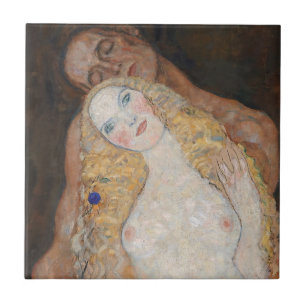 Azulejo De Cerâmica Adam e Eve por Gustav Klimt