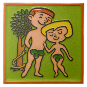 Azulejo de Cerâmica Adão e Eva