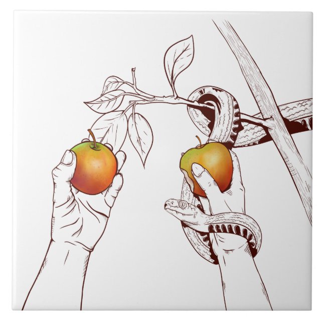 Azulejo De Cerâmica Adão e Eva com o cobra (Frente)