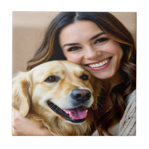 Azulejo De Cerâmica Adicionar Foto de Retriever Dourado Personalizar