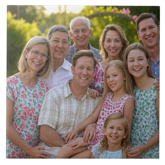Azulejo De Cerâmica Adicionar Foto de Reunião da Família Personalizar (Frente)
