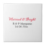 Azulejo De Cerâmica Adicionar nome de casal do casamento & brilhante<br><div class="desc">Para amantes como nós</div>