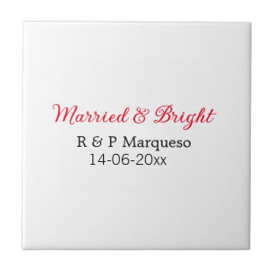 Azulejo De Cerâmica Adicionar nome de casal do casamento & brilhante